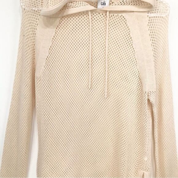 Cabi Cream Open Waffle Knit Summer Beach Tunic Hoodie - Picture 5 of 16
